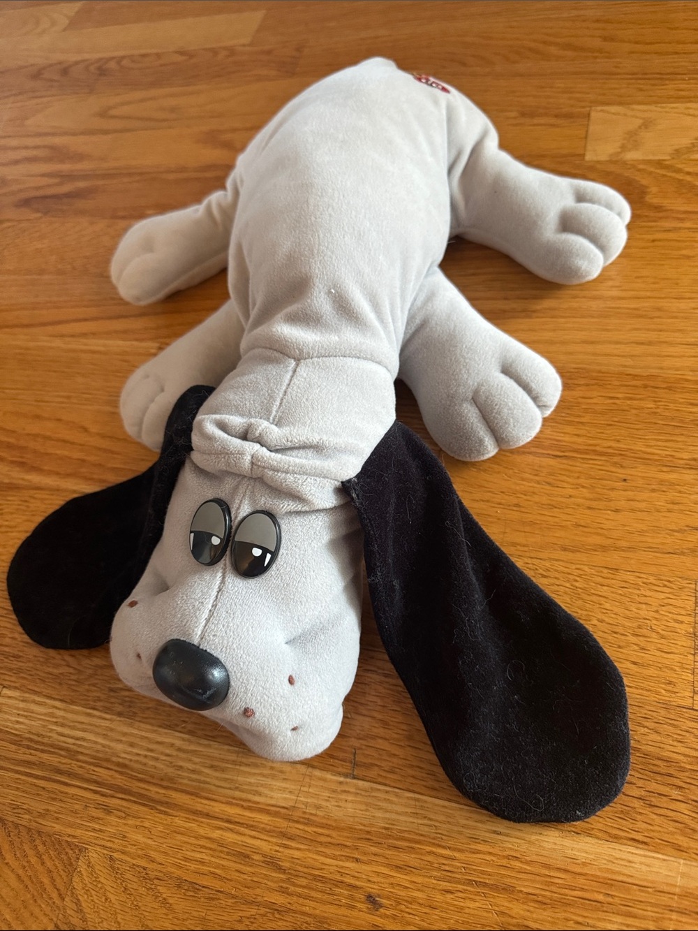 Pound Puppy TonkaGray Plush Dog Stuffed Animal with Black Ears - zipper storage